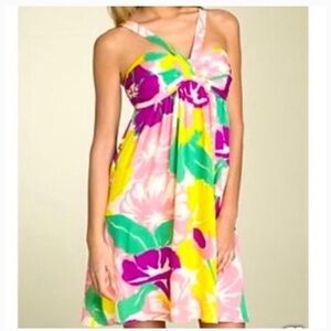 Anthropologie | Shoshanna Pink Floral Print Silk Halter Dress Size 2